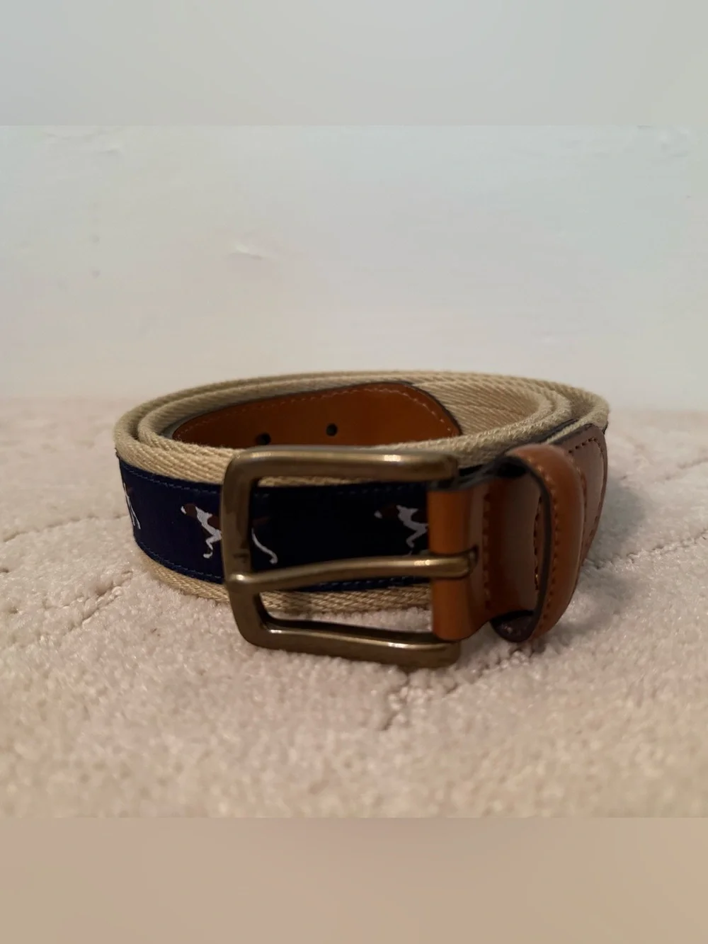 Men’s Pointer Dog Hunting Ribbon Belt – Size 38